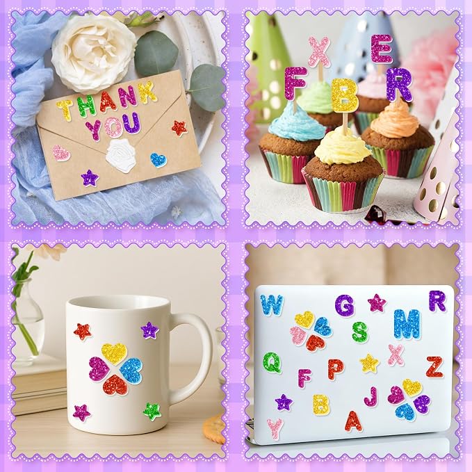 448PCS Glitter Foam Letter Stickers, Colorful Alphabet Stickers, Self-Adhesive - Image 8