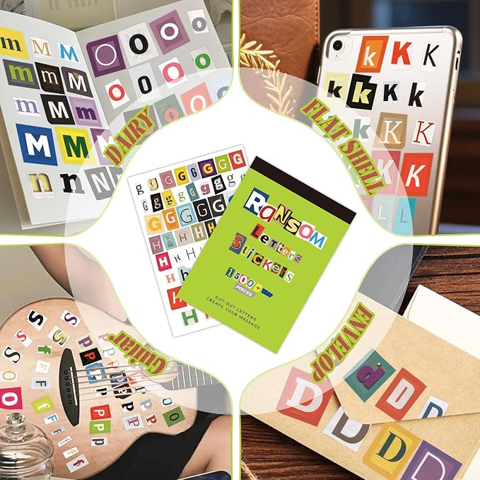 Letter Stickers Book-Scrapbook Supplies | 1500Pcs Vintage Ransom Alphabet - Image 7