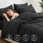 Love's cabin King Size Comforter Set Ash Black, 7 Pieces King Bed in a Bag - Image 3