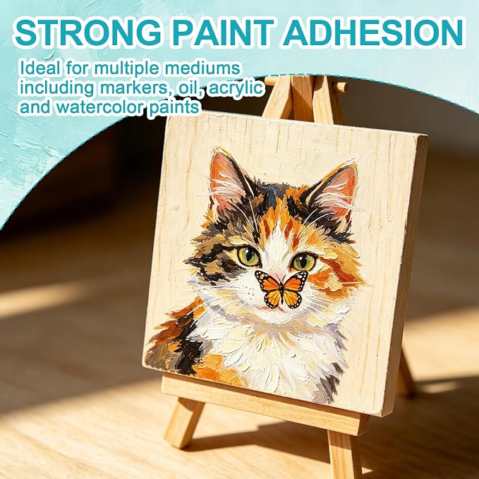 ESRICH 5x5 Inch Wood Panels, 6 Pack Square Craft Wood Canvas Boards, Blank - Image 4