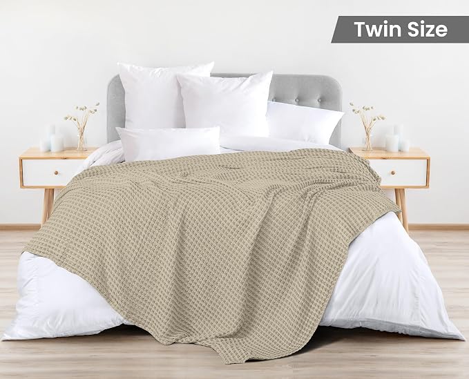 Utopia Bedding 100% Cotton Waffle Weave Blanket Twin Size - Image 3