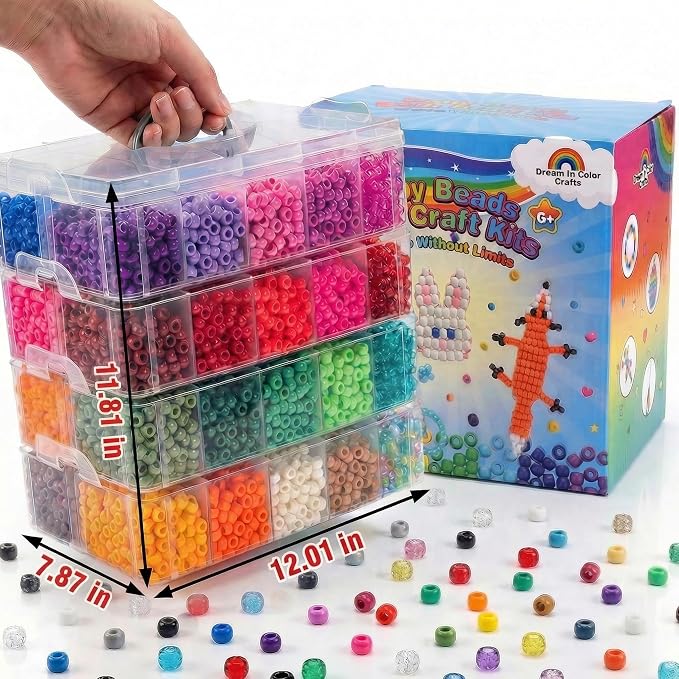 14000Pcs Pony Beads Kit, 40 Colors Rave Kandi Beads - Image 9