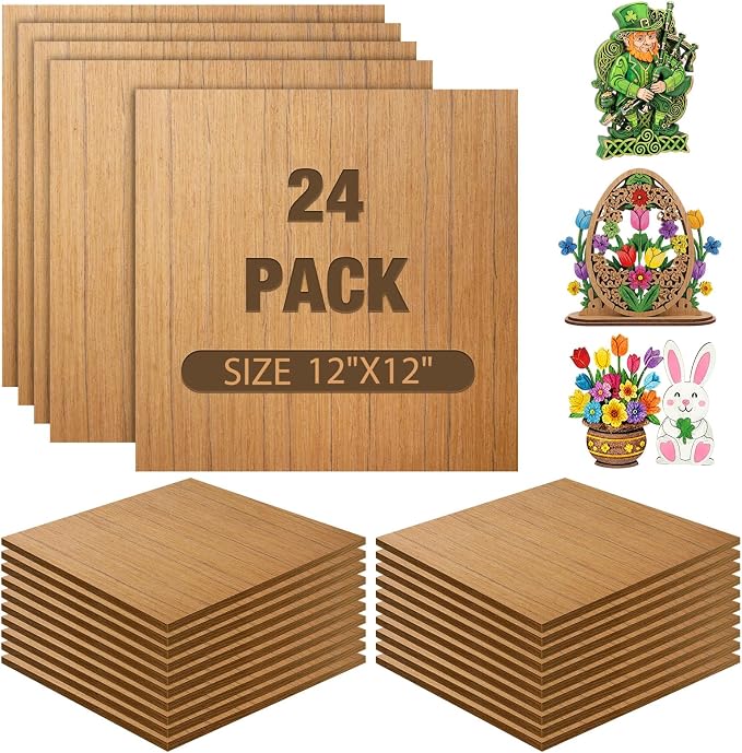 24 Pcs Teak Wood Color Wood Sheets Plywood Board by Unknown