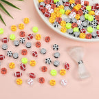 100Pcs Sports Ball Beads for Jewelry Making, Sports Polymer Clay Bead, Baseball - Image 3