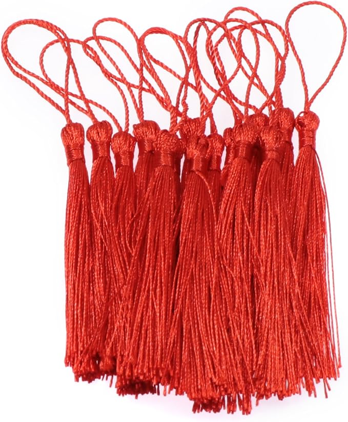 VAPKER 100 Pieces Red Tassels 13cm/5-Inch Silky Handmade Soft Tassels Floss - Image 5