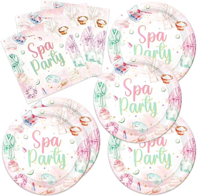 40Pcs Spa Party Supplies for Girls Birthday Plates and Napkins Supplies for by Unknown