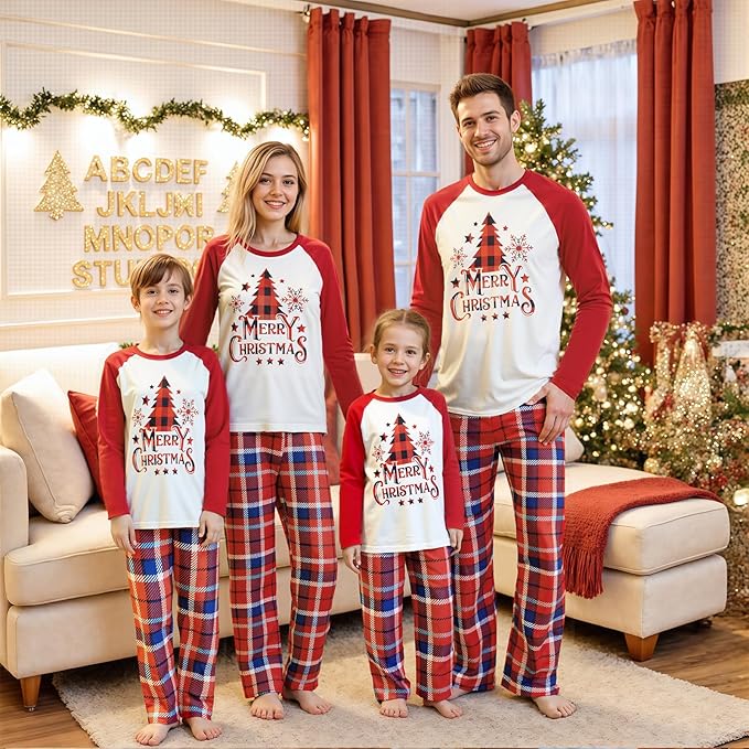 Awoscut Family Christmas Pajamas Matching Pajamas for Family, Xmas PJs Sets Holiday Sleepwear