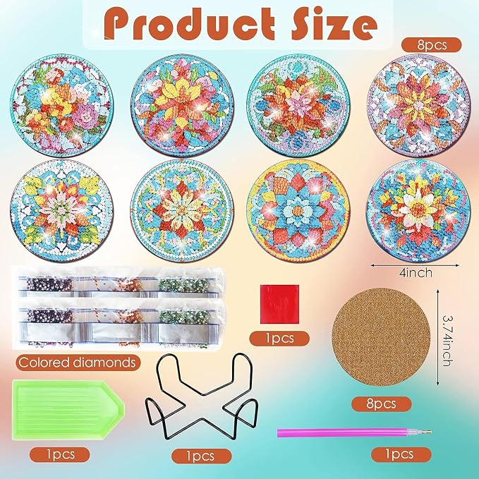 ijbnhd Mandala Diamond Painting Coasters Kit - Image 3