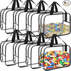 8 Packs Large Toy Storage Bags, Reusable Clear PVC Board Game Storage, Toy by YOPCDJ