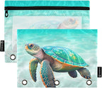 Sea Turtle Pencil Pouch for 3 Ring Binder, 2 Pack Waterproof Pencil Bags Clear by BOENLE-WELCOMEYOURCOMING