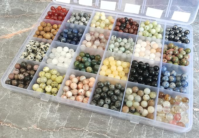 960pcs 6mm Natural Gemstone Beads Crystal Bracelet Jewelry Making Kit | - Image 4