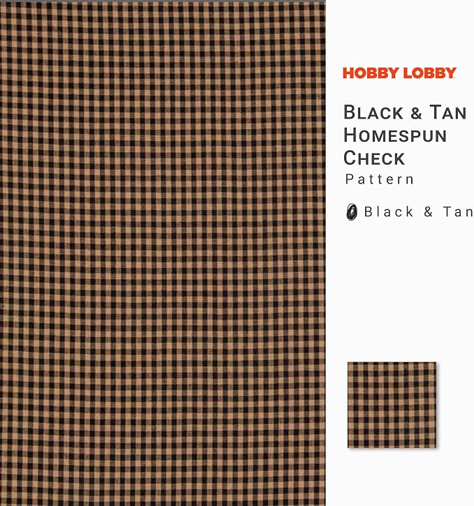 Hobby Lobby Black & Tan Homespun Check Cotton Fabric, 2 Yards | Precut Fabric - Image 2
