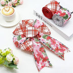 2 Rolls Red Floral Wired Ribbon, 2.5 Inch x 10 Yards Each, Vintage Red Pink - Image 2