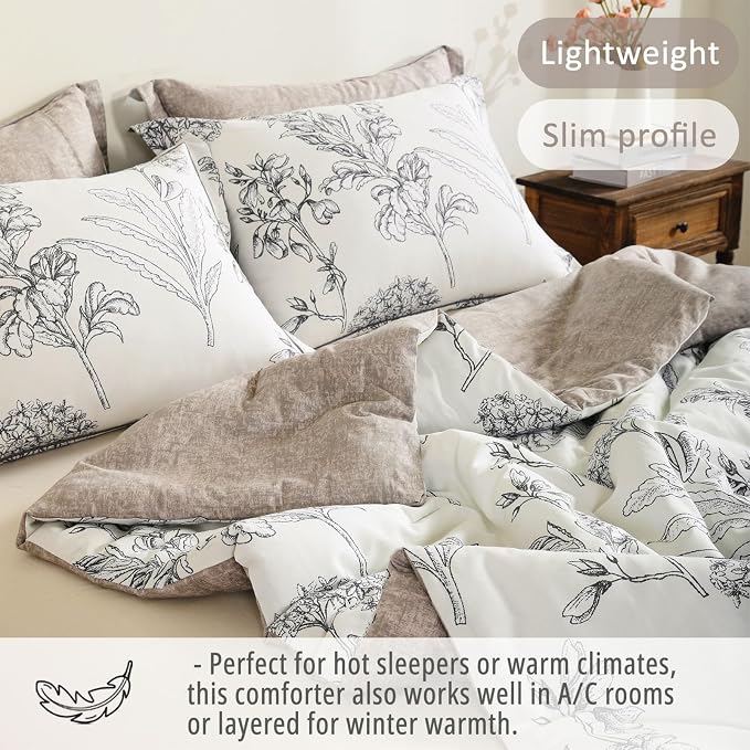 LEMIROE Floral Cotton Comforter Queen Size 3Pcs - Image 3