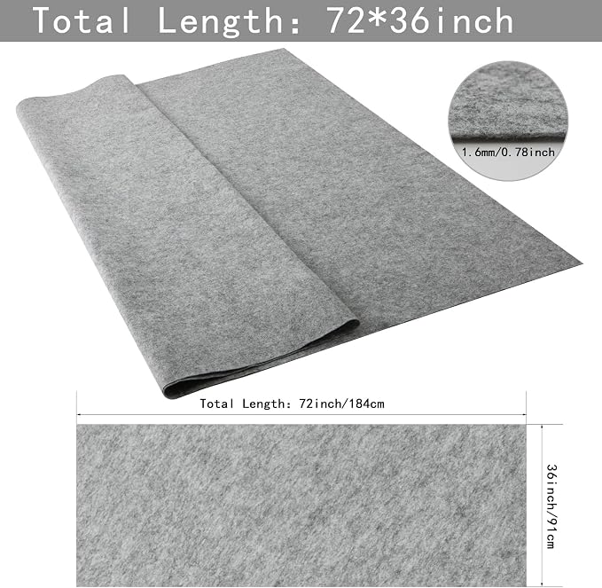 HaoFeijh Grey Felt Fabric 72 * 36 Inch Wide 1.6mm, Fabric Sheets Soft Woven - Image 2