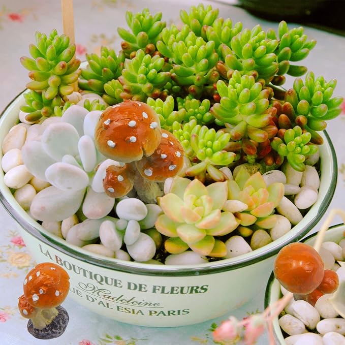 3pcs Resin Mushroom Miniature Fairy Garden Decoration Accessories Sculptures - Image 3