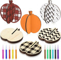 Huwena 36 Pcs Fall Crafts Set 24 Wooden Pumpkin Cutouts by Huwena