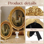 Wonderjune 3 Pcs Vintage Picture Frames Antique Set Baroque Ornate Gold Arched - Image 3