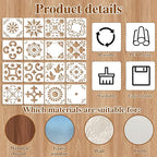Yuanchu 16 Pack Tile Stencil Set, Reusable Spanish Mexican Talavera Stencils - Image 6