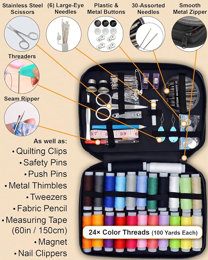 Vellostar Sewing Kit for Adults & Beginners – Portable Needle & Thread Travel - Image 3