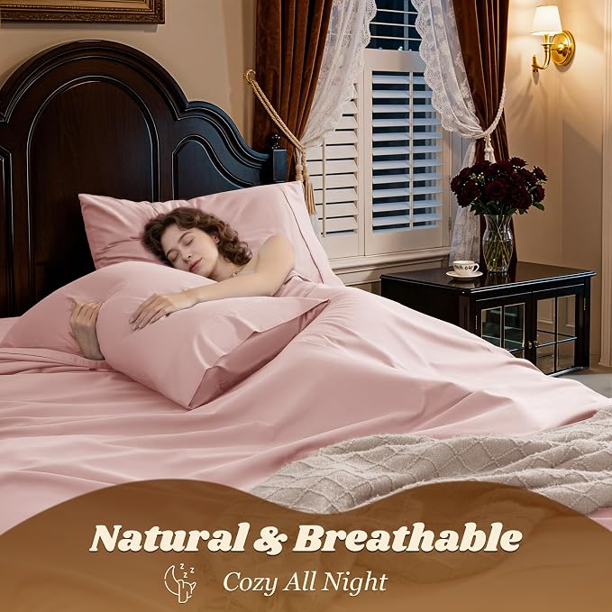 LBRO2M 100% Cotton Sheets Set Deep Pocket 19", 1000 Thread Count California - Image 5