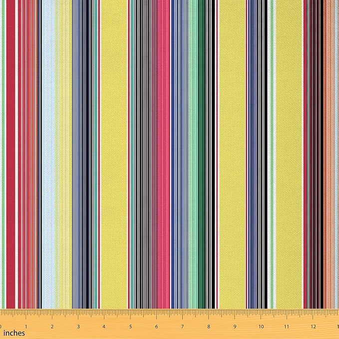 Colorful Stripes Fabric by The Yard, Mexican Style Soft Flannel Polyester No by CastleFairy