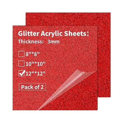 Glitter Acrylic Sheets 12 x 12 inch 1/8" Thick by gdhwcxl