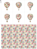 Patchwork Hot Air Balloon Cotton Fabric Panel – 6 Designs + Bonus Sheet by FabricsTown