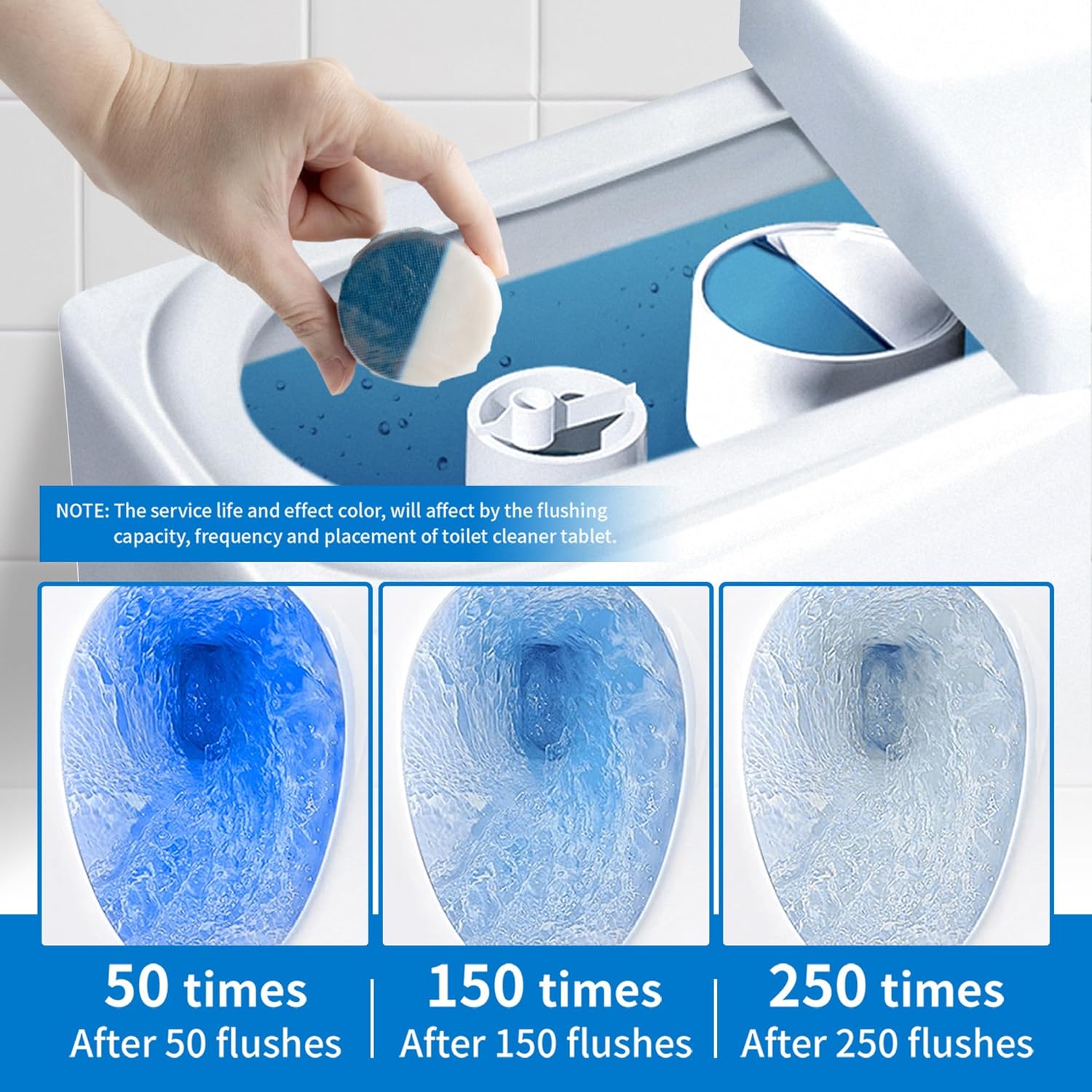 Toilet Bowl Cleaner Tablets, Automatic Toilet Tank Cleaner for Deodorizing & Descaling, Long-Lasting with Sustained Release Technology for Bathroom Cleaners, Blue & White, 12 Packs