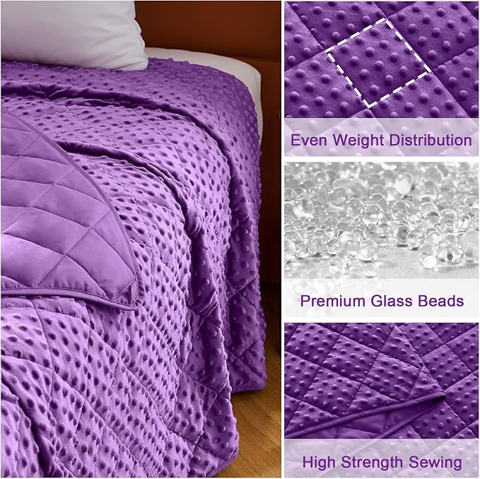 Purple Weighted Blanket for Adults 12lbs, Twin Full Size Cooling Minky Heavy - Image 6