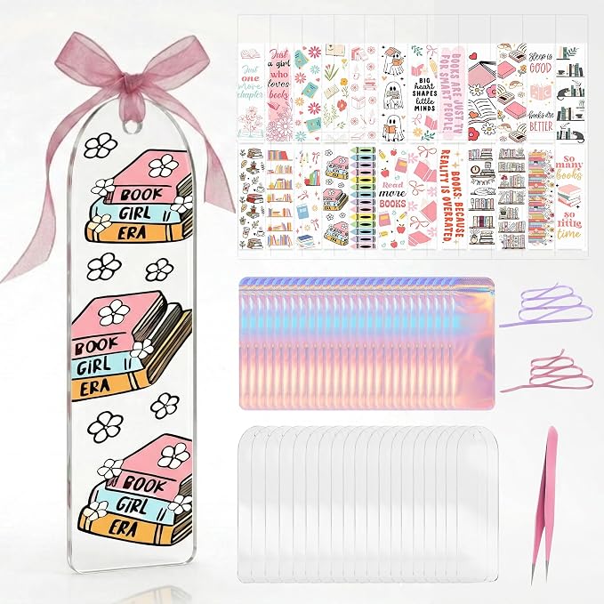 Qrhky Acrylic Bookmark Blanks, 1.37x5.5 Clear Acrylic Bookmarks, UV DTF Decals by Qrhky