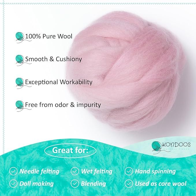 Kondoos Natural Wool roving, 2 OZ. Best Wool - Image 3