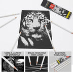 MARKART Professional White Charcoal Pencils Set, 5 Pieces Sketch Highlight - Image 4