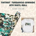 Tintnut Turquoise Cowhide Heat Transfer Vinyl Roll, easy cut & weed, stretch - Image 2