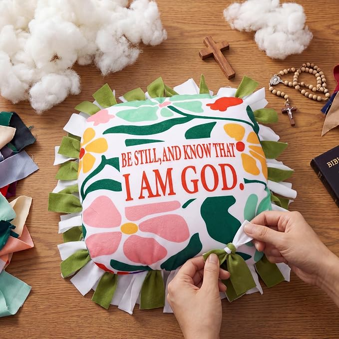 Chunful 6 Sets Christian Tied Pillow Craft Kit Religious Bible Be Still and - Image 3