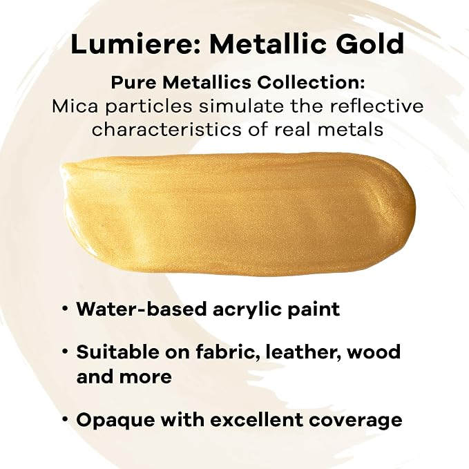 Jacquard Lumiere 2.25oz Fabric Paint Metallic Gold - Image 2