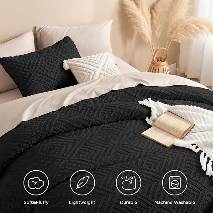 Andency Black Comforter Set Queen, Lightweight Fluffy Bedding Comforter Sets - Image 4