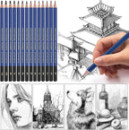 Pro Pencils Drawing Sketching Set 14 pcs Graphite Kit Soft Pencils Ideal Gift - Image 3