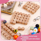 213 Pcs Silicone Beads for Keychain Making, 12mm Wood Letter Keychain 15mm - Image 3