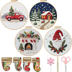 BBLYBD Christmas Embroidery Kit, 4 Set Embroidery DIY Starter Kit, Cross Stitch - Image 8