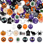 Tradder 200 Pieces Halloween Wood Beads Purple Orange Pumpkin Spider Black Cat by Tradder