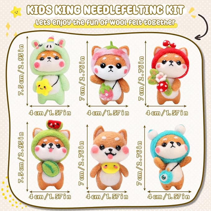 KIDS KING Needle Felting Kit for Beginners & Adults – 6 Piece of Shiba Inu - Image 3