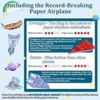 Paper Airplane Kits with 16 Classic Designs, 32 Sheets of Colorful Origami Paper - Image 2