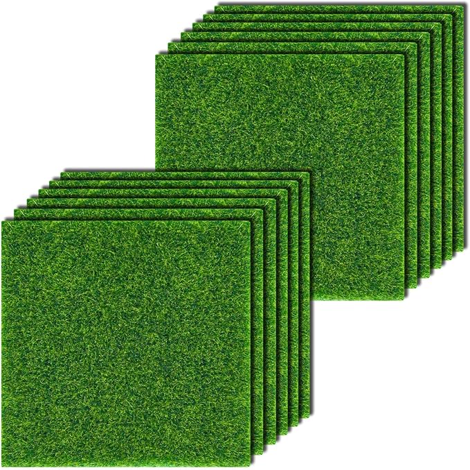 KISEER 12 Pack Fairy Garden Grass 6 x 6 Inches Miniature Artificial Craft Grass by KISEER