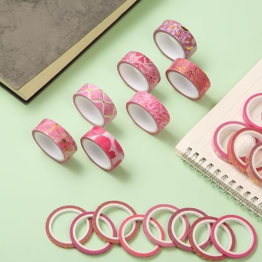 Mr. Pen- Washi Tape Set, 21 Rolls, Floral Pink | 5.5 Yards/Roll, Washi Tape - Image 7