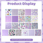 84 Pcs Purple Charm Packs for Quiltings, Cotton Quilting Fabric Bundles - Image 4