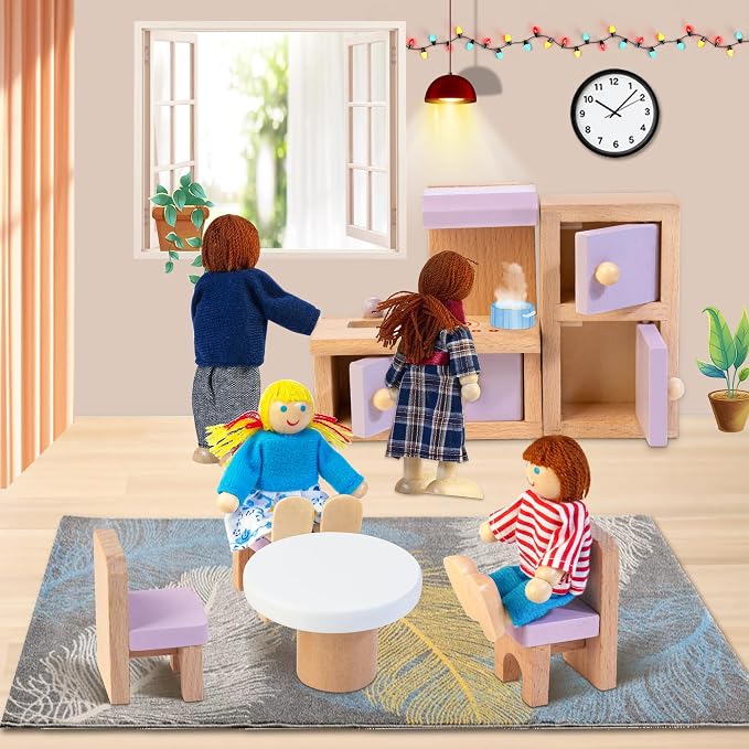 Kizfarm Wooden Dollhouse Furniture Set - Image 4