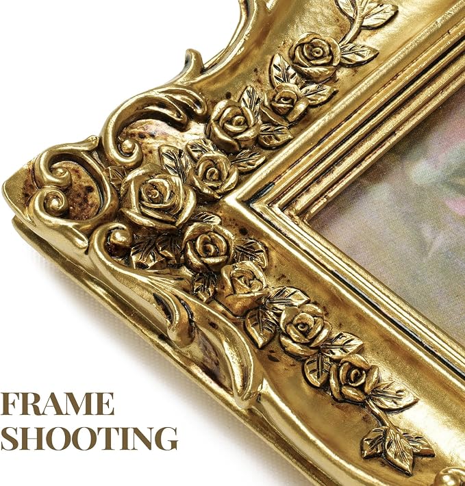 Cuspin 6x6 Gold Picture Frame Square, Vintage Ornate Resin Photo Frame - Image 4