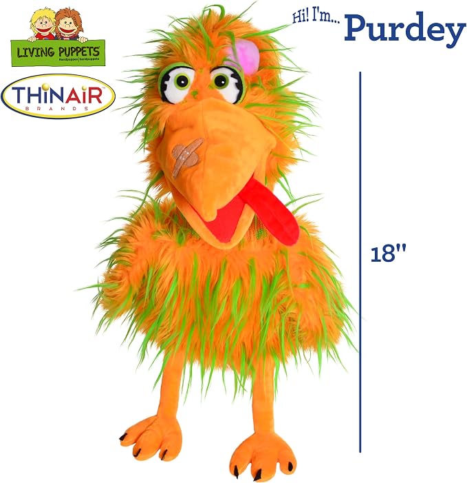 Playful Minds - Living Puppets Purdey 18" Plush Bird Hand Puppet – Soft - Image 2