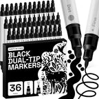 ARTISTRO 36 Black Dual-Tip Acrylic Paint Markers – Paint Pens Set by ARTISTRO